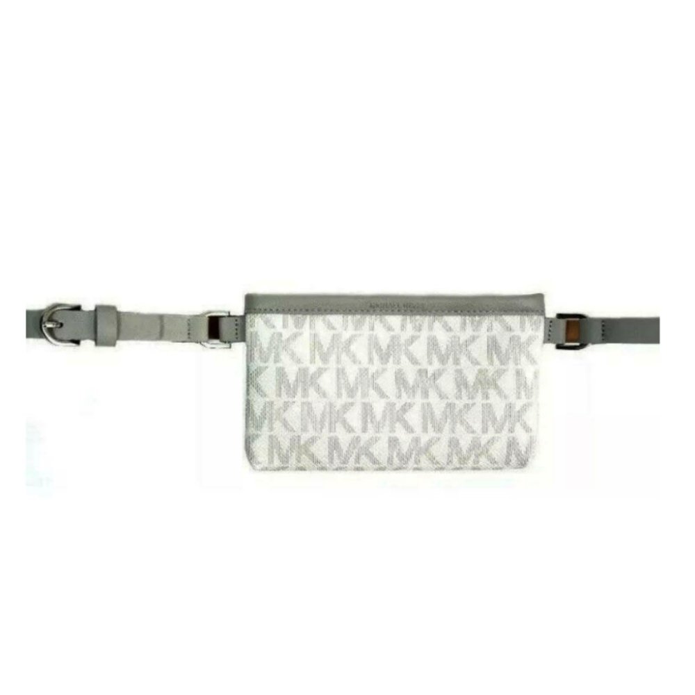 NWT Michael Kors Fanny Pack Belt MK Logo Bag Gray